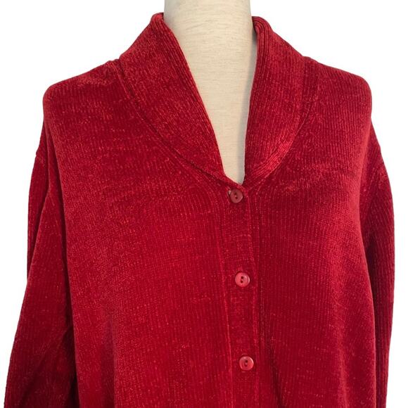 VINTAGE STUDIO WORKS Shawl Button Down Cardigan Sweater Red Size Medium Soft - Picture 3 of 6